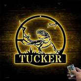 Custom Lizard Metal Wall Art Led Lights, Bearded Dragon Metal Name Sign, Lizard Golden Accessories, Personalized Lizard Lovers Metal Sign